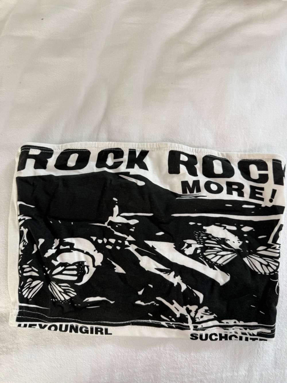 Black & White 'Rock More' Graphic Bandana Scarf